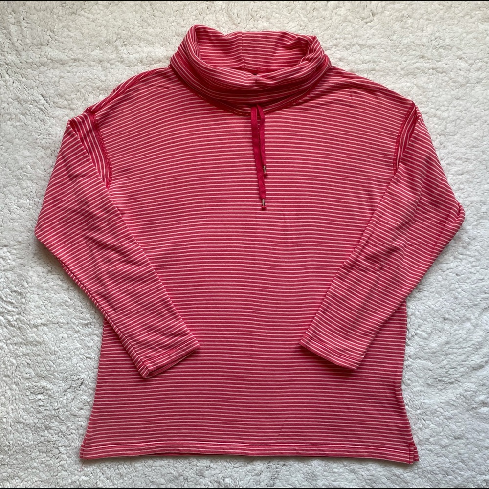 Chaps Denim Coral/white Striped Top L